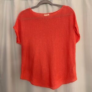 Eileen‎ Fisher  Coral Short Sleeve Organic Linen Top, size XS
